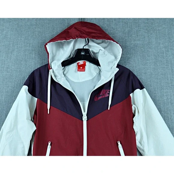Nike Jacket Women's S Burgundy White Black The WindRunner Windbreaker Full Zip - Picture 2 of 13